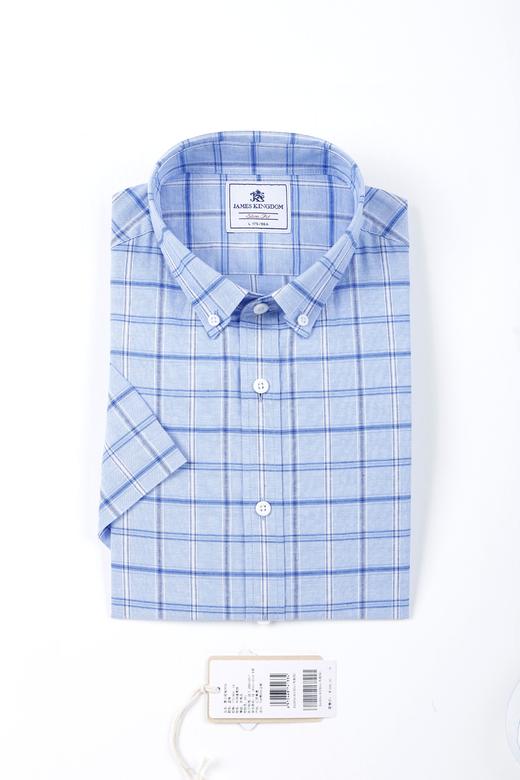 【棉麻混纺】占姆士男士棉麻混纺男士格纹短袖 商品图2