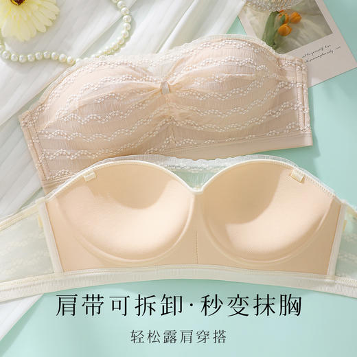 【抹胸防走光】夏季时尚蕾丝半球杯小胸聚拢内衣女舒适无钢圈文胸樱雨长歌 商品图2