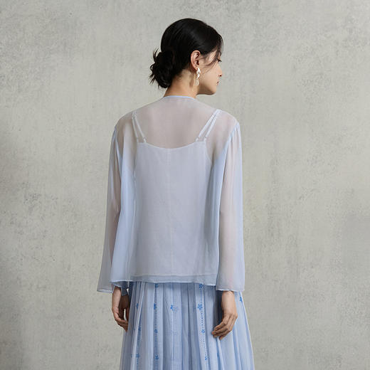 【林栖设计小店】【现货】天丝绒绣真丝衫复古优雅新中式2025秋季新款桑蚕丝上衣女1953027 商品图2