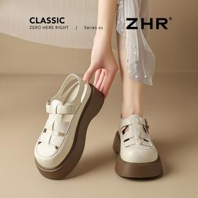 ZHR则则透气镂空罗马凉鞋女厚底凉鞋女夏季复古风时装凉鞋女外穿