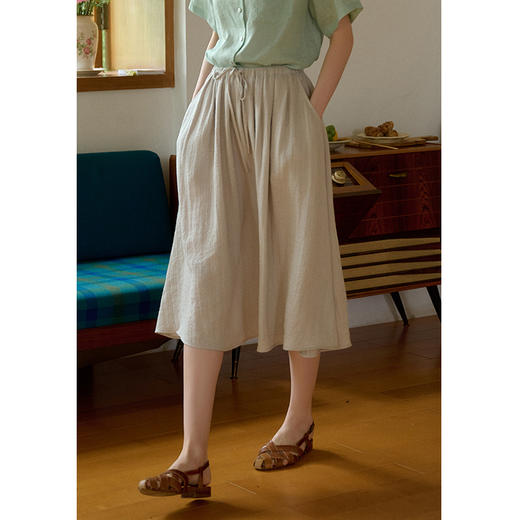 （小眠专属）SimpleRetro法式v领套装裙通勤亚麻两件套 商品图4