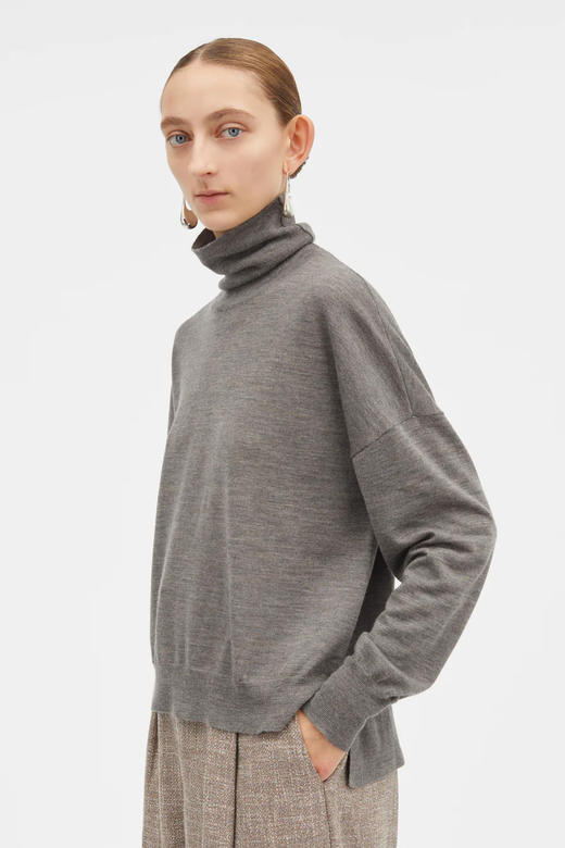 Mark Kenly Domino Tan 25PF 灰褐色KETTA美丽诺羊毛高领针织衫 商品图2