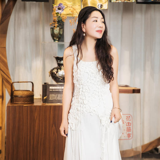 【林栖设计小店】（现货）【手工钩花】桑蚕丝连衣裙优雅2025早秋新款花仙子长裙女1953064 商品图3