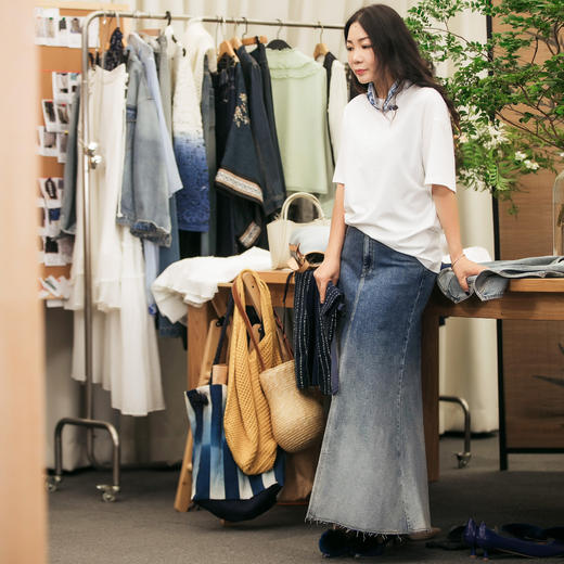 【林栖设计小店】棉混纺T恤提花手工串珠简约百搭2025早秋新款短袖上衣女G1653011 商品图3