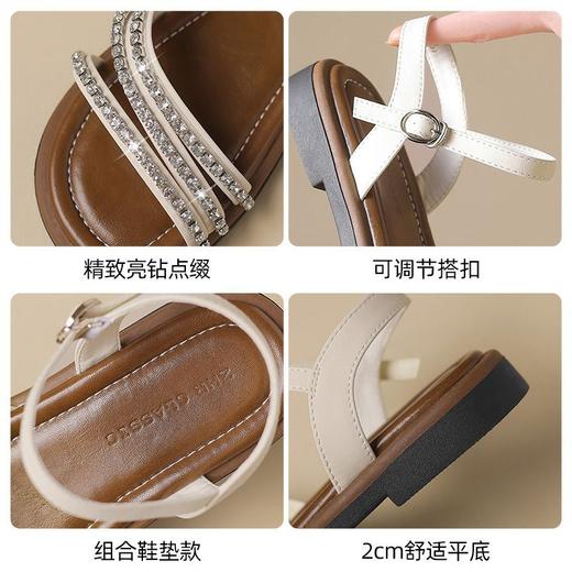 ZHR则则优雅气质细带水钻凉鞋女鞋2025夏季新款舒适平底凉鞋 商品图7