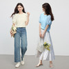 熙世界设计感花苞袖蓝色T恤女夏季休闲宽松显瘦圆领上衣2025新款 商品缩略图3