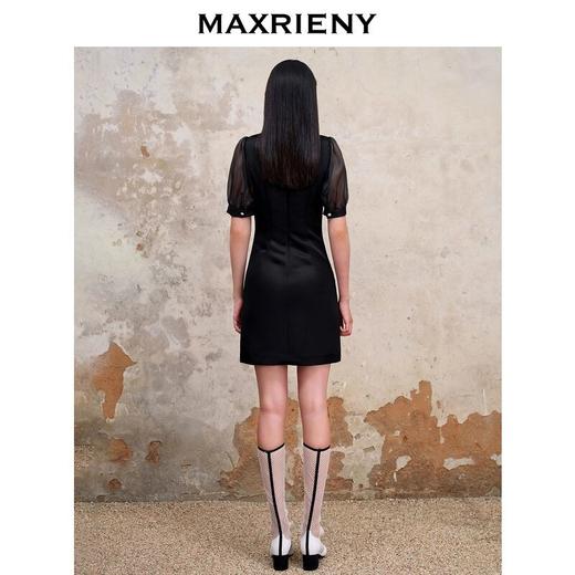 MAXRIENY法式浪漫感修身裙子缎面小黑裙(货号:MS88DR534) 商品图3