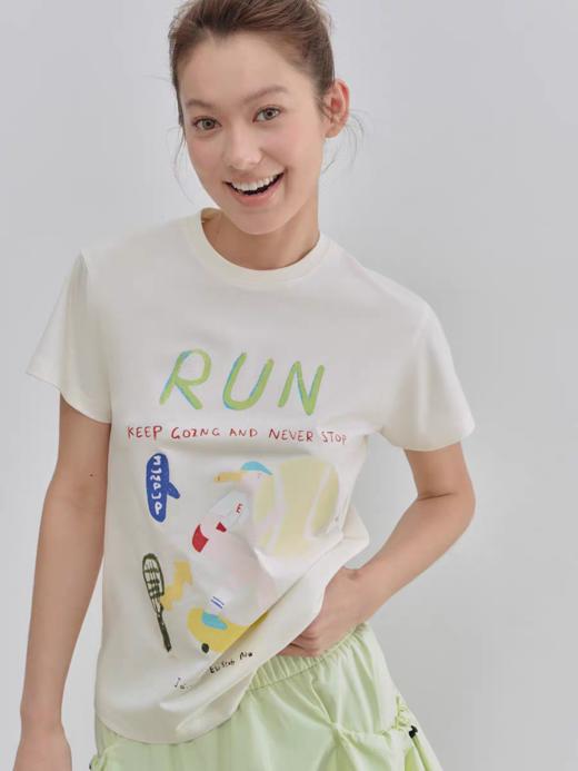 Evistub/E-5XDX457/趣味运动印花正肩T恤女夏 商品图0