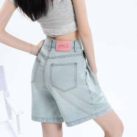 百媚生 天丝五分牛仔短裤女夏季薄款凉感阔腿5分中裤QYL-8313 商品图3