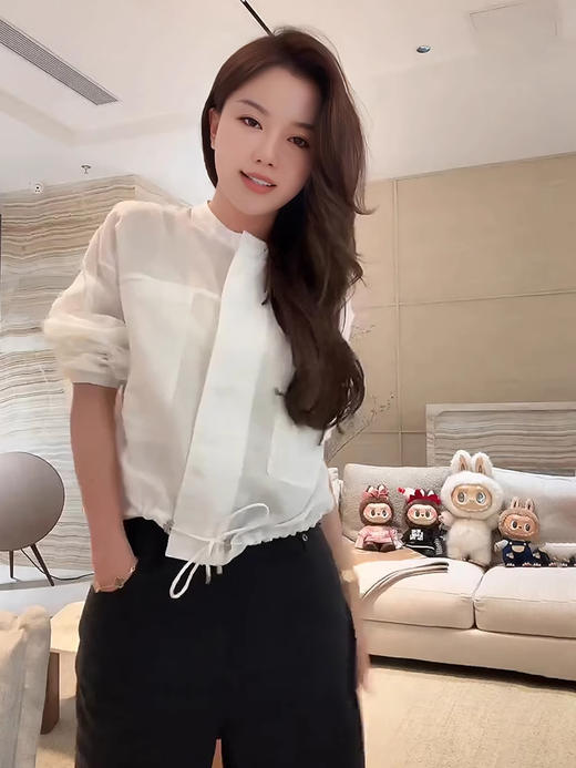 COCO ZONE刘一一【苎麻棉混纺】轻薄下摆抽绳设计长袖外套CD1A0604 商品图0