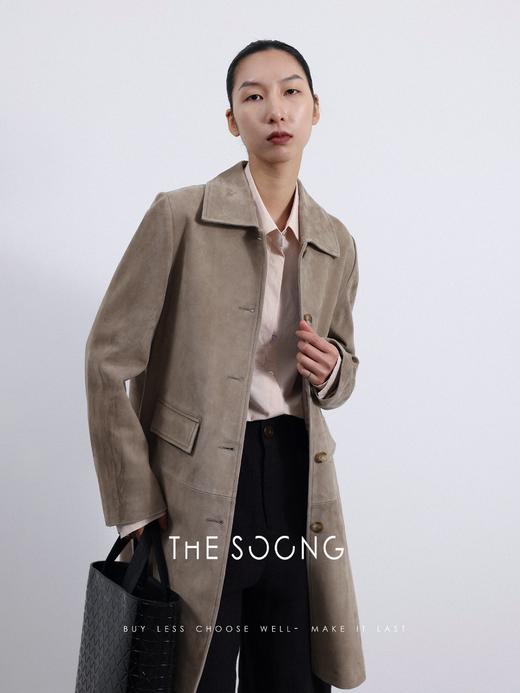 THESOONG| ‘’静奢高知‘‘羊反绒皮高级咖外套风衣HWWT3682 商品图0