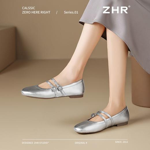 ZHR银色浅口单鞋女2025新款复古法式玛丽珍鞋气质平底ins单鞋耐磨 商品图4