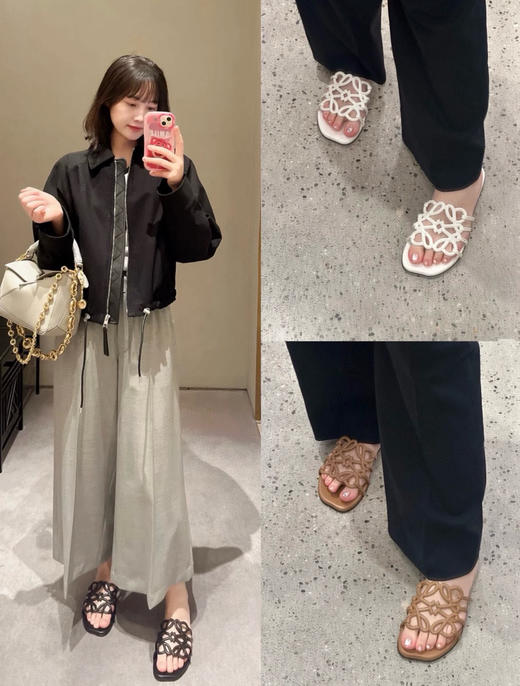 64-5 幂姐同款 25新 lew艺术感 内外底全皮 徽标镂空字母 凉拖鞋 36.5我穿37卡码选大 商品图0