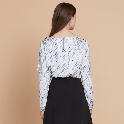 【不对称披肩直筒印花衬衫】EITIE爱特爱气质优雅显瘦2025秋新款C2513802 商品图4