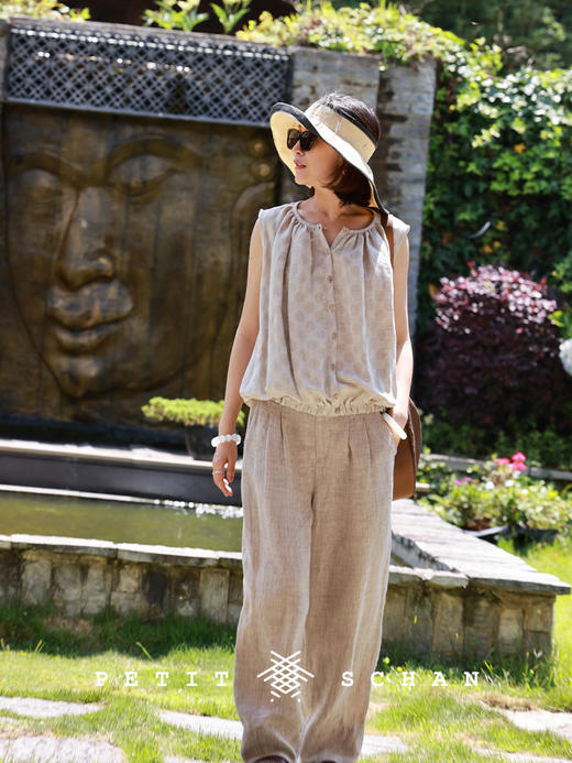 PETIT SCHAN小闪 CLO#837 Skip for joy 雀跃 亚麻棉波点提花无袖背心 商品图5