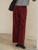 酒红色灯芯绒阔腿裤，复古压褶设计 + 高腰显瘦 + 软糯质感，承包你冬日通勤与出街的慵懒气质与穿搭层次感 商品缩略图0