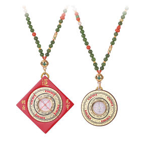 五行喜木 天然碧玉项链小罗盘