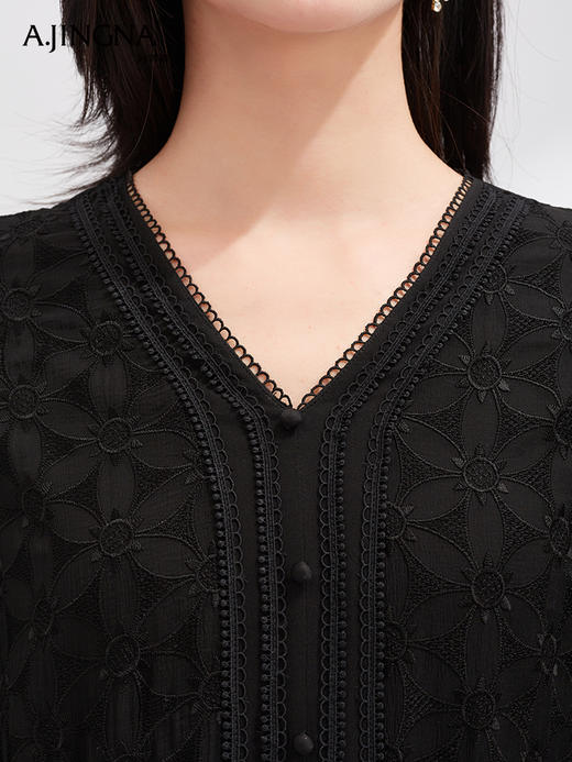 【立体挺括】阿菁娜浪漫法风奢雅重工蕾丝连衣裙F30X212068 商品图3