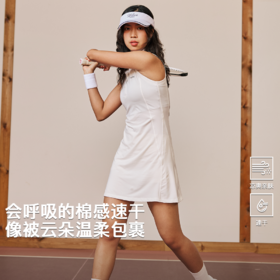 录士LUSHISI纾白主题运动棉感速干网球羽毛球休闲POLO领连衣裙女