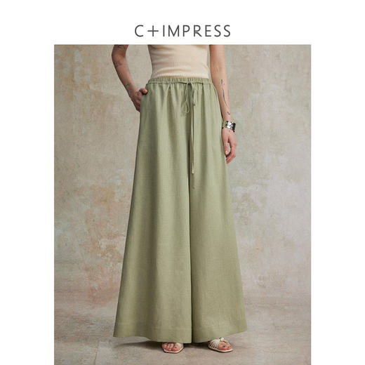 西嘉|天丝亚麻上衣女高端自然老钱风套装度假慵懒复古亚麻阔腿裤CS2502126 商品图5