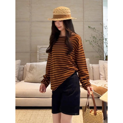 COCO ZONE 刘一一  【进口和纸混纺】条纹拼接毛针织衫CD1A0862 商品图1