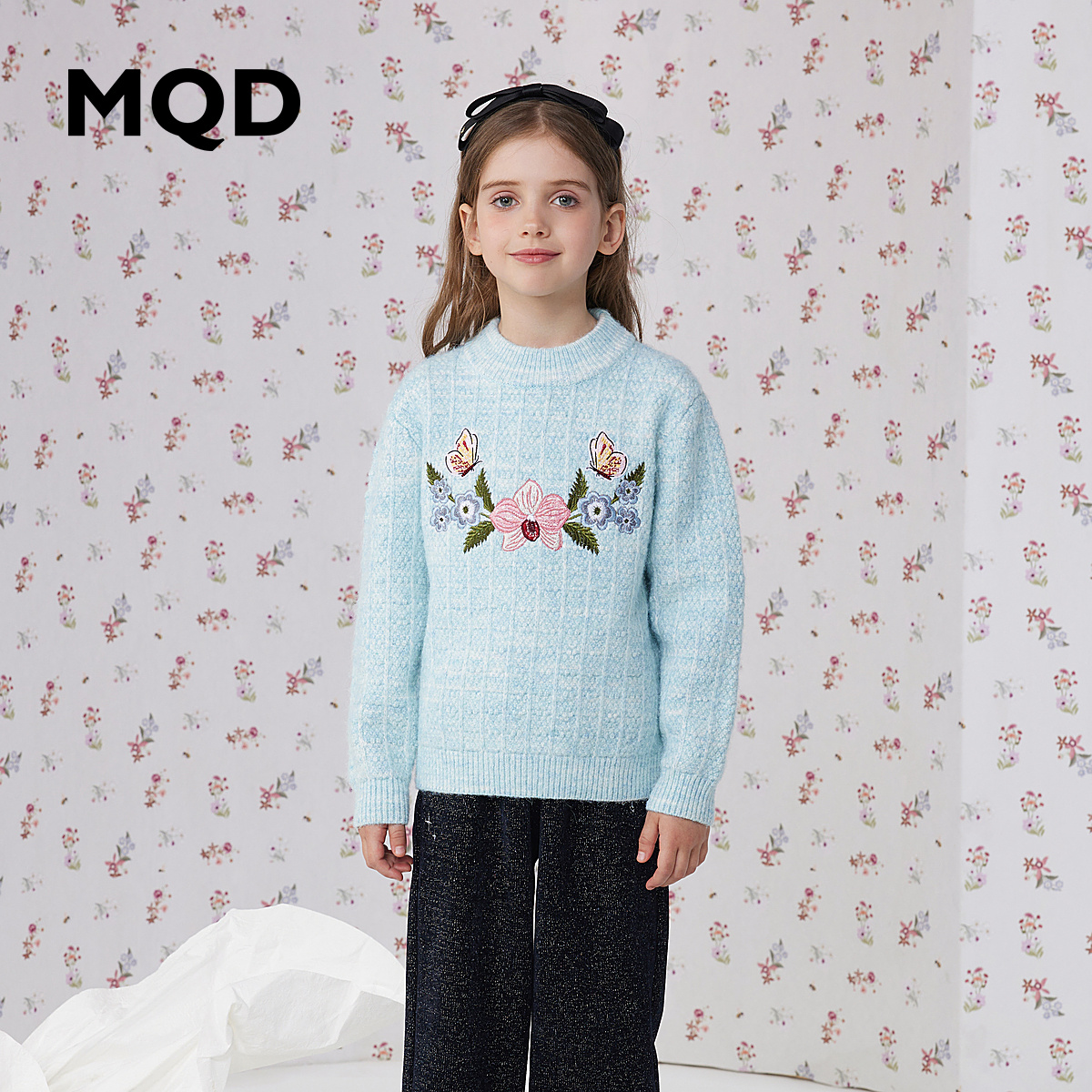 【秒】【MQD】【专柜同款】童装女童毛衣冬季保暖半高领儿童针织衫