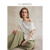 C+IMPRESS/西嘉精梳棉高智淡人风不对称斜肩扭结设计感T恤女上衣CS2502116 商品缩略图1