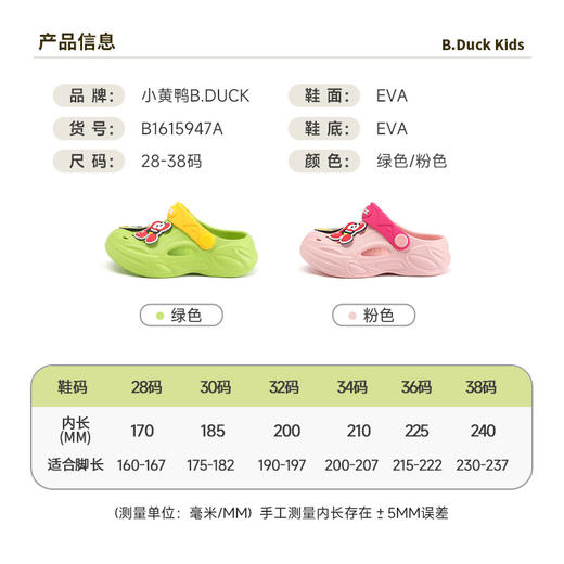 B.Duck小黄鸭家居鞋四季花园鞋28-38 B1615947A 商品图1