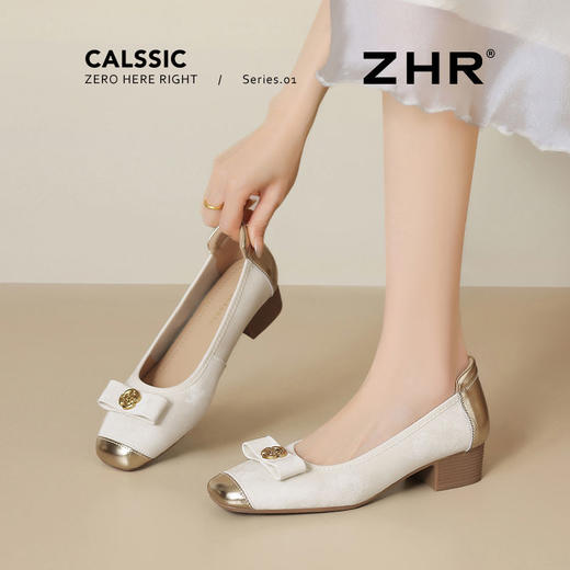 ZHR则则玛丽珍鞋2025新款小香风浅口单鞋粗跟一脚蹬单鞋女鞋 商品图2