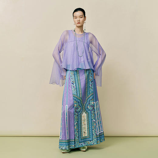 【林栖设计小店】真丝杭缎马面裙绣花2025秋季新款半身裙女1953017 商品图1