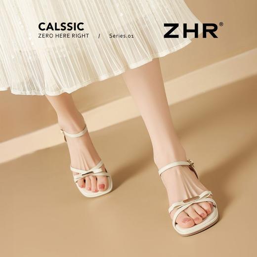ZHR则则方头金属扣凉鞋2025新款仙女粗跟一字扣凉鞋气质百搭女鞋 商品图2
