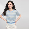 【五折购】熙世界莱赛尔条纹针织衫女夏季薄款航海系短袖圆领上衣2025年新款 商品缩略图4