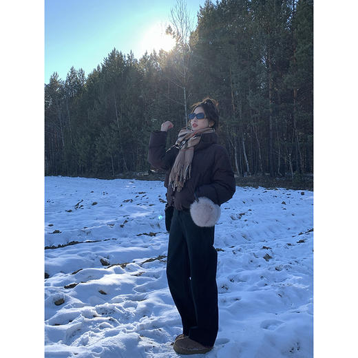 EKOOL衣库 高腰黑色PU皮裤女2024新款秋冬小个子休闲直筒阔腿长裤 商品图2