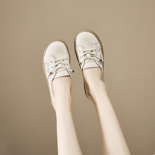 雀说 头层牛皮真皮小白鞋女软皮韩版镂空网面休闲板鞋99130 商品图1