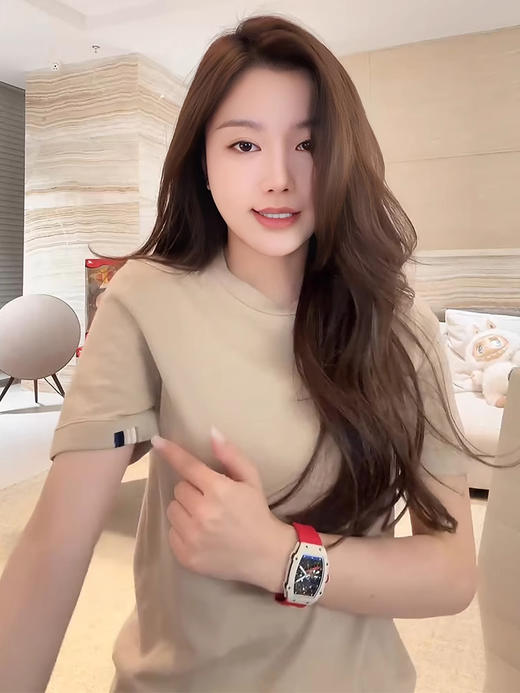 COCO ZONE 2025简约袖口撞色休闲短袖针织衫CD1A0156 商品图2