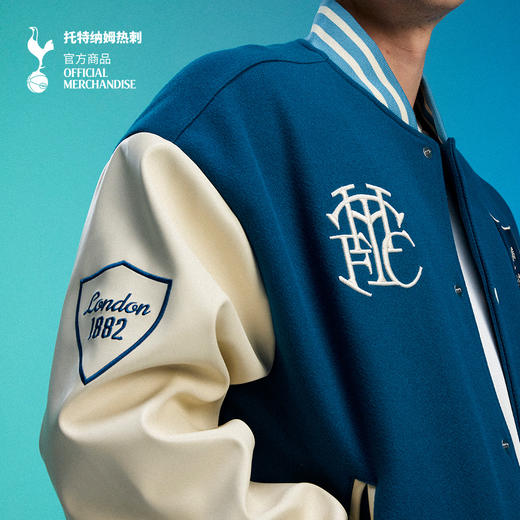 【官方正版】托特纳姆热刺俱乐部 | 蓝色复古棒球夹克刺绣字母长袖外套 商品图3