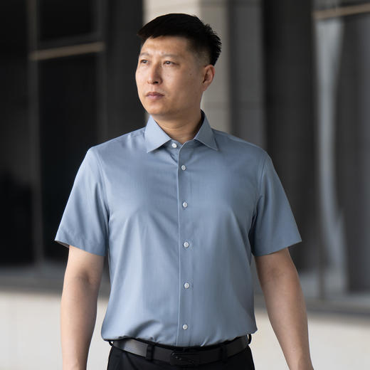 桑蚕丝商务短袖衬衣 商品图0