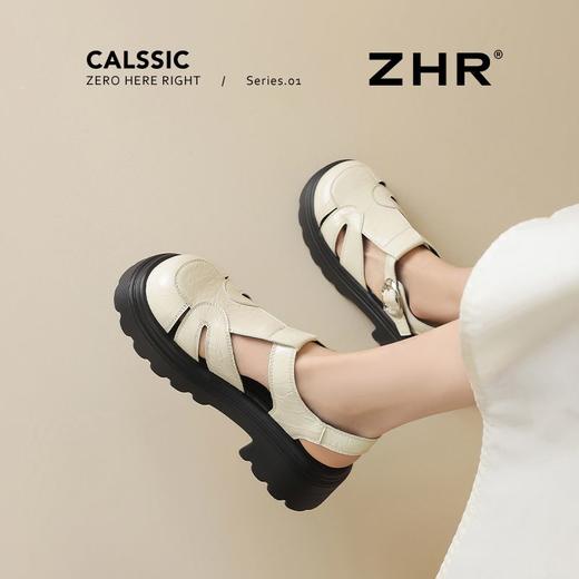 ZHR则则银色罗马凉鞋女2025新款厚底休闲鞋编织猪笼镂空包头凉鞋 商品图9