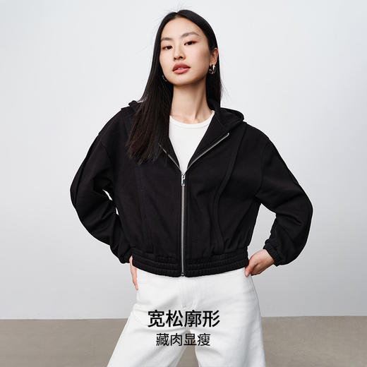simplepieces冬季新品SPS卫衣女带帽拉链卫衣外套 商品图2
