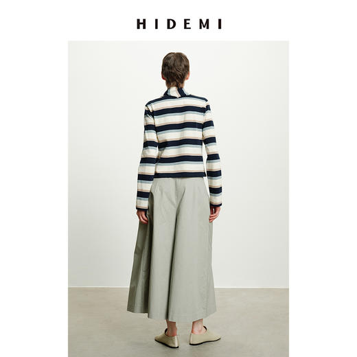 HIDEMI 高密自然棉阔腿裤 黑色/海鸥灰绿 商品图5
