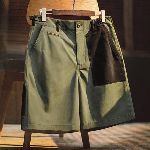 马登工装美式复古拼色伐木短裤大口袋军绿色直筒og107五分裤男夏 商品图0