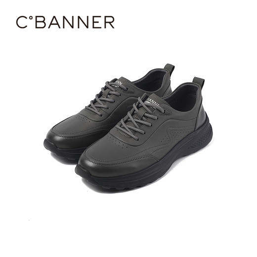 千百度秋季商务休闲鞋牛皮革脚垫通勤会议通用男鞋A25418105 商品图5