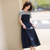 熙世界撞色条纹拼接连衣裙女短袖时尚收腰假两件裙子2025夏季新款 商品缩略图4
