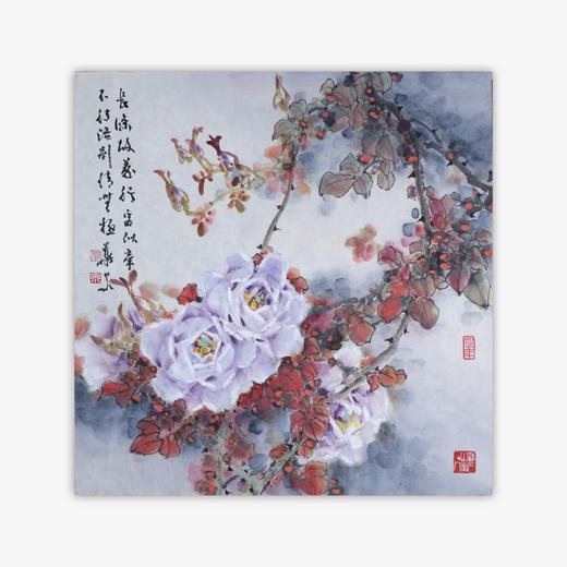叶泉《紫月季》国画原作45CM*45CM 手绘宣纸花卉作品 商品图0