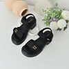 经典鲨2025年夏季新品黑色显瘦露趾中粗跟魔术贴通勤凉鞋女KW287-529011 商品缩略图3