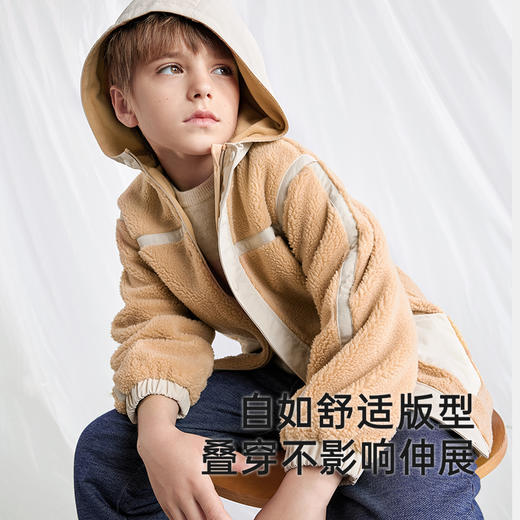 英氏儿童外套秋冬摇粒绒外套保暖防寒男童外套百搭休闲外套 商品图3