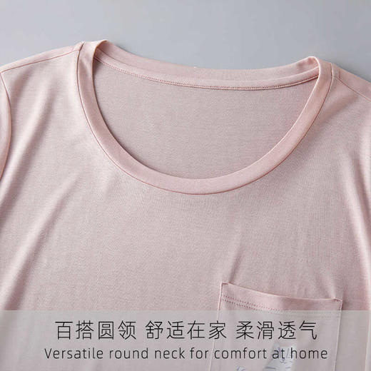 丁摩 100%桑蚕丝睡衣短袖长裤睡裤女薄款圆领家居服DD-076 商品图1