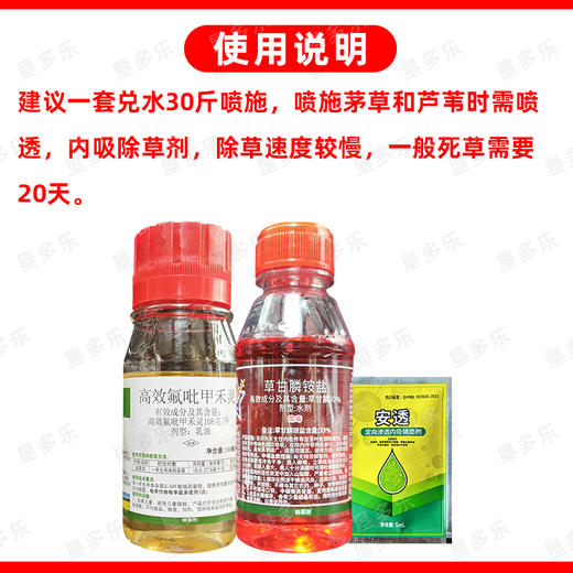 顽固茅草游草芦苇专杀套餐除草剂死根灭草剂一年生禾本科杂草专用 商品图5