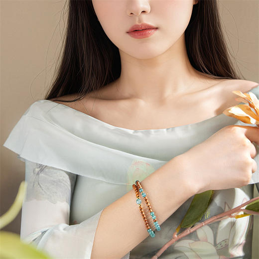 【新品首发】蓝水翡翠手链 中国风黄色18k金金珠老山檀翡翠手串手链女士礼物MEMORA诗普琳MEMORA诗普琳JB002501 商品图1