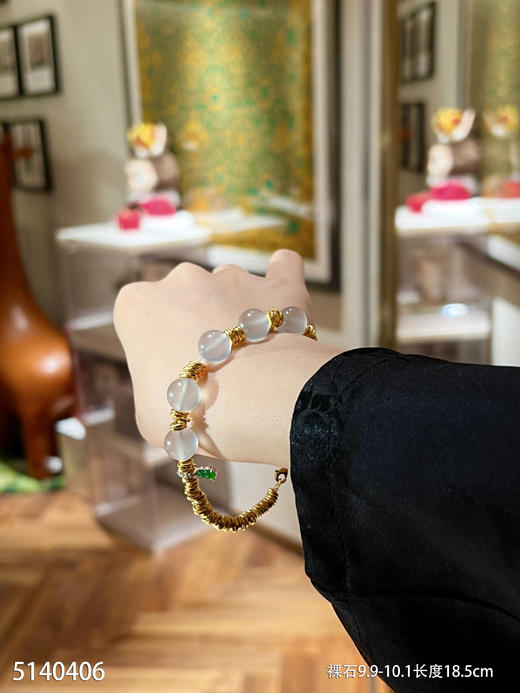 纯白玻璃种珠子➕盘缠黄金手串【5140406】具体价格微信咨询 商品图4